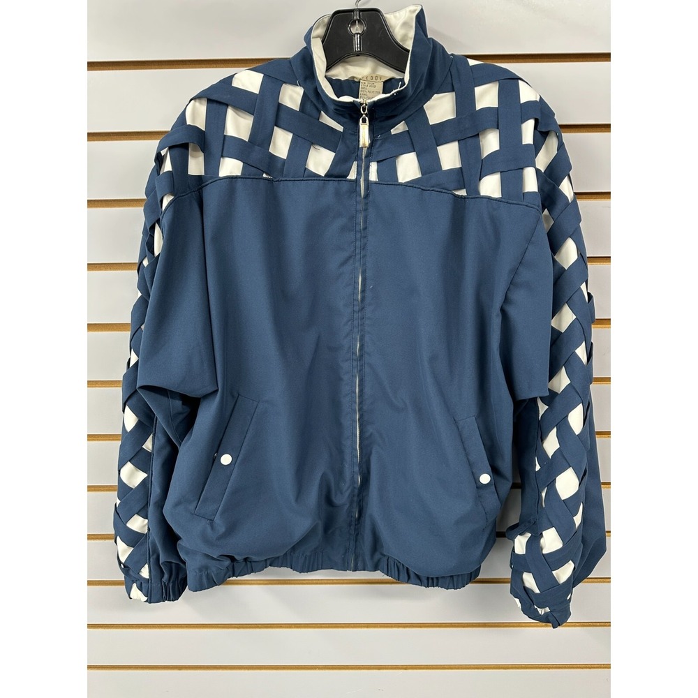 Vintage Teddi Womens Medium Navy‎ Criss Cross Spring Jacket Lightweight Coat
